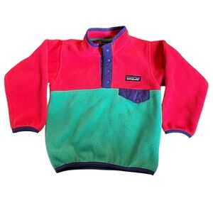 Patagonia Synchilla Fleece Pullover Toddler 2T Pink Teal Purple Snap-T Sweater